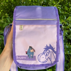 Vintage rare Eeyore Donkey crossbody bag Winnie the Pooh’s friend Disney, purple lavender shoulder bag with pockets