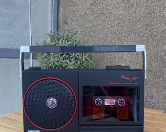 Vintage Super Slim AM/FM Radio Kassettenspieler 1980er Hong Kong ARBEITEN