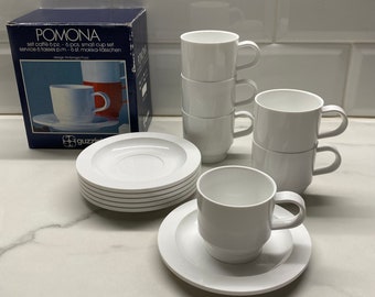 Vintage Guzzini Espresso Cup Set: White Acrylic Pomona Line 1980s