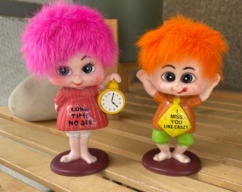 Vintage Hong Kong Message Dolls: Samlarfigurer från 1970-talet, set om 2