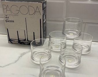 Vintage Guzzini Pagoda Tumblers: Acrylic Glass Set of 6, 1980s Italy