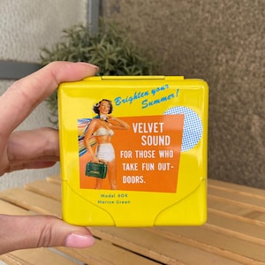 Rare Yellow Tin Cigarette Case Reisenthel advertising vintage 1960-70s made in Japan new old stock