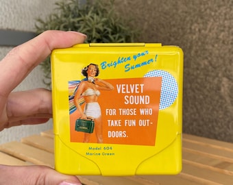Vintage Yellow Tin Cigarette Case, Reisenthel Japan, 1960s-70s