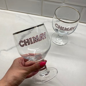 Vintage Chimay Beer Glasses: Belgian Advertising Drinkware, Set of 2