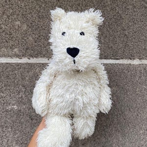 Retired Jellycat Bunglie Westie Dog Cream plush toy, vintage Jellycat West Highland Terrier comforter plushie