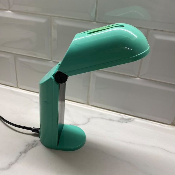 Foldable vintage green desk lamp 1970-80s,  mint green table night light, bedside toucan lamp