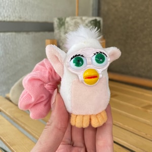 Furby rare Hair Scrunchie Band white & pink, furby plush accessories