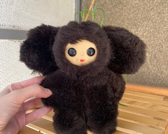 Rare Cheburashka Plush Fluffy Soft Toy, Vintage Soviet Old Toys