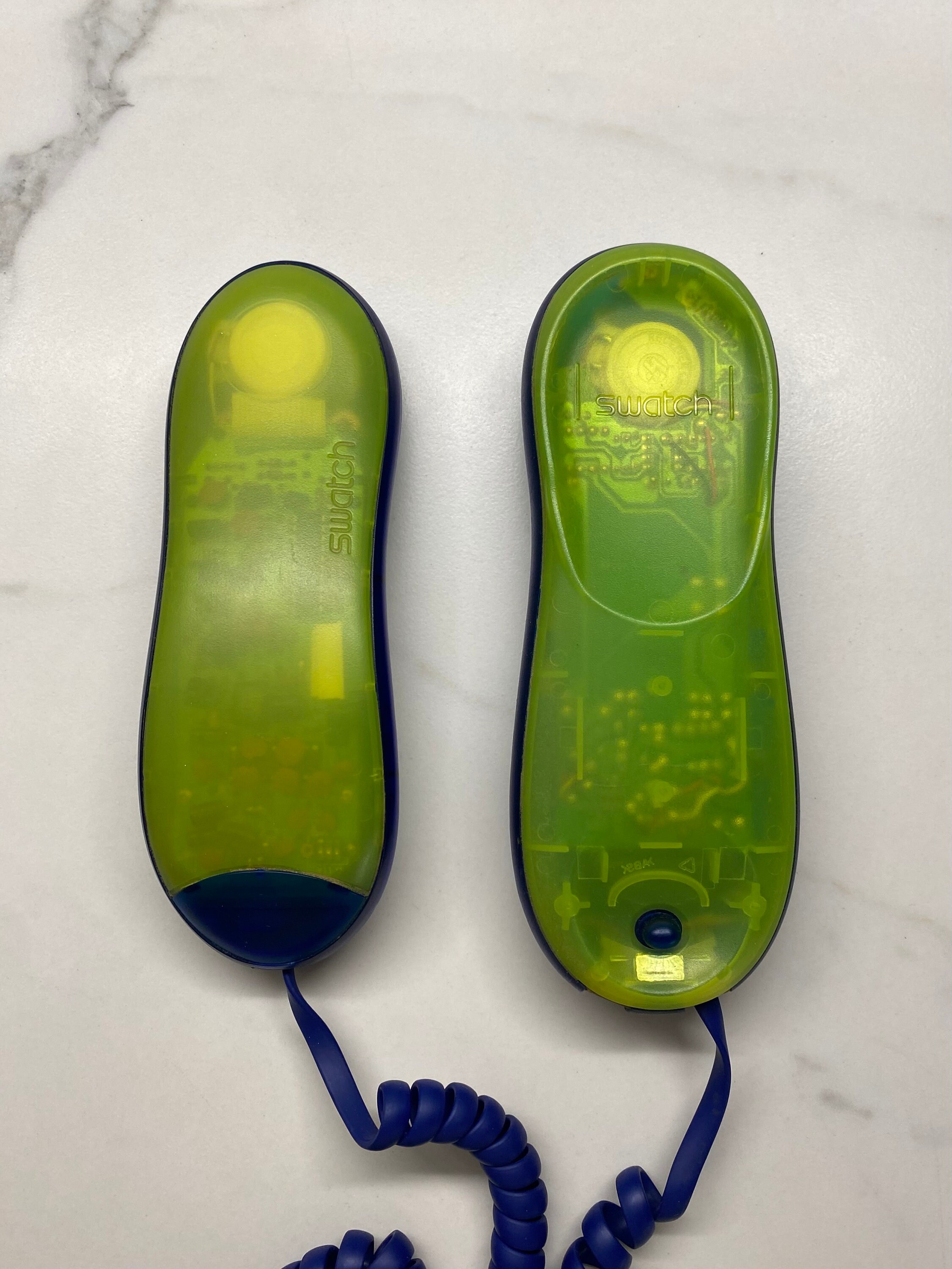 Vintage Blue & Neon Lime Swatch Twin Telephone 1990s WORKING