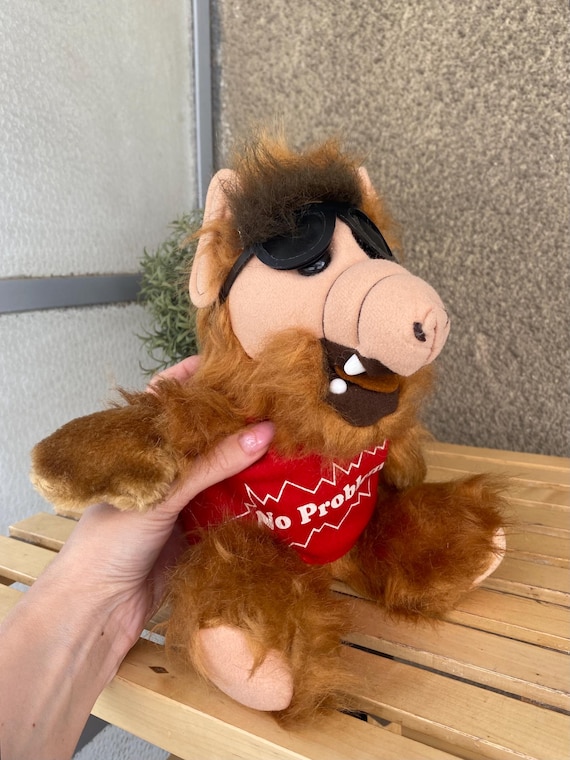 Alf Plush Toy in Red T-shirt No Problem 1980s Made in Korea