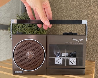 Vintage Super Slim AM / FM Radio Kassettenspieler NOS, Retro Portable Brown Radio