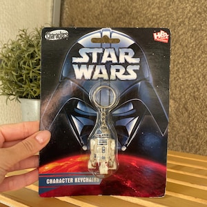 Llavero de pvc con forma de droide R2-D2 de Star Wars, nuevo, vintage, en cartón, sellado, llavero coleccionable con figura de Star Wars