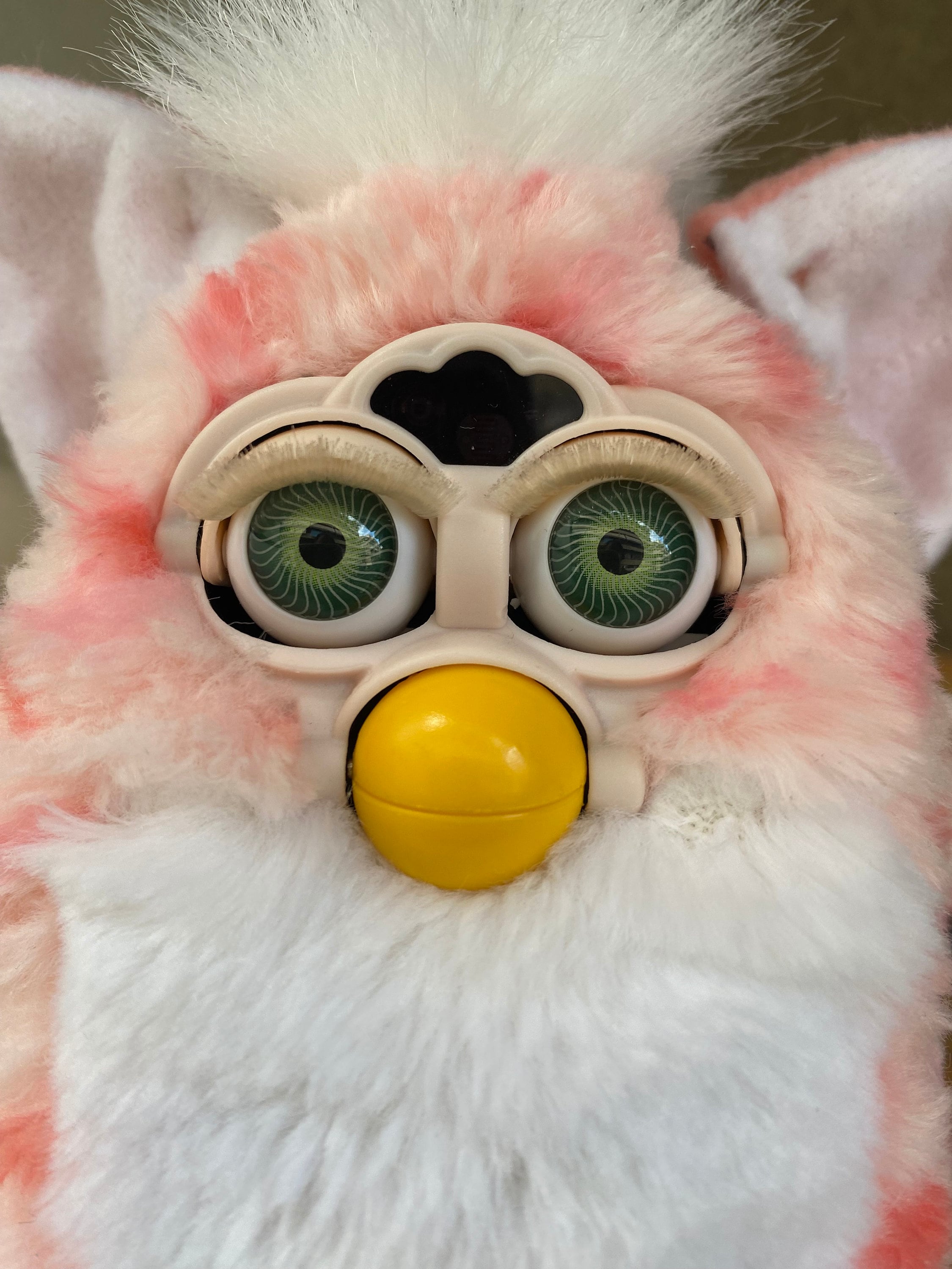 Rare 1999 Coral Furby Baby: Vintage Pink & White, Green Eyes