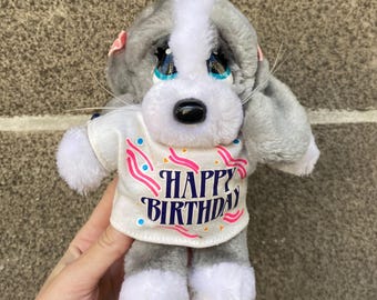 Vintage Applause Puppy Plush Honey Dog 1990 Happy Birthday Toy