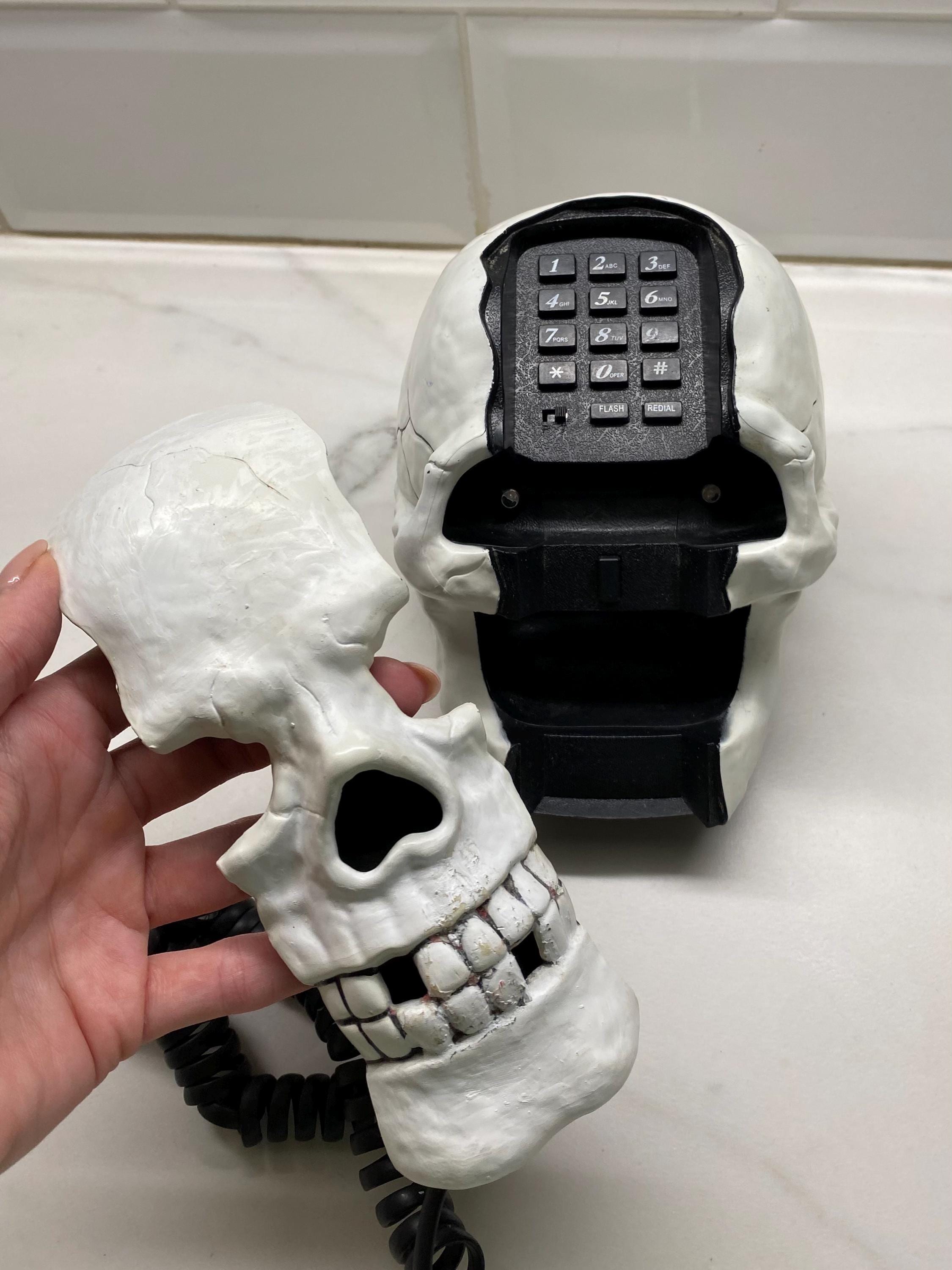 Vintage Novelty White Skull Telephone WORKING (read Description 