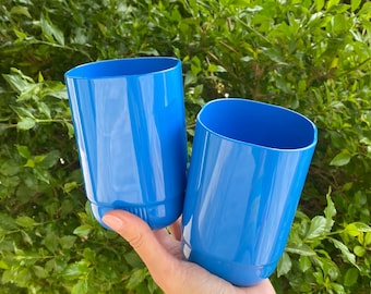 Vintage Guzzini Amanda Blue Acrylic Tumblers - Set of 2 - 1980s Italy