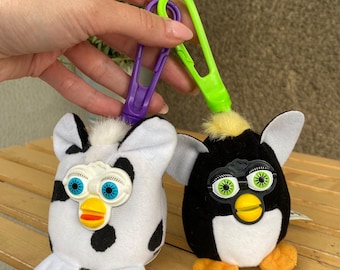 Vintage Furby plush keychains McDonald’s 2001 YOU CHOOSE, cute McFurby collectable soft key ring bag charm