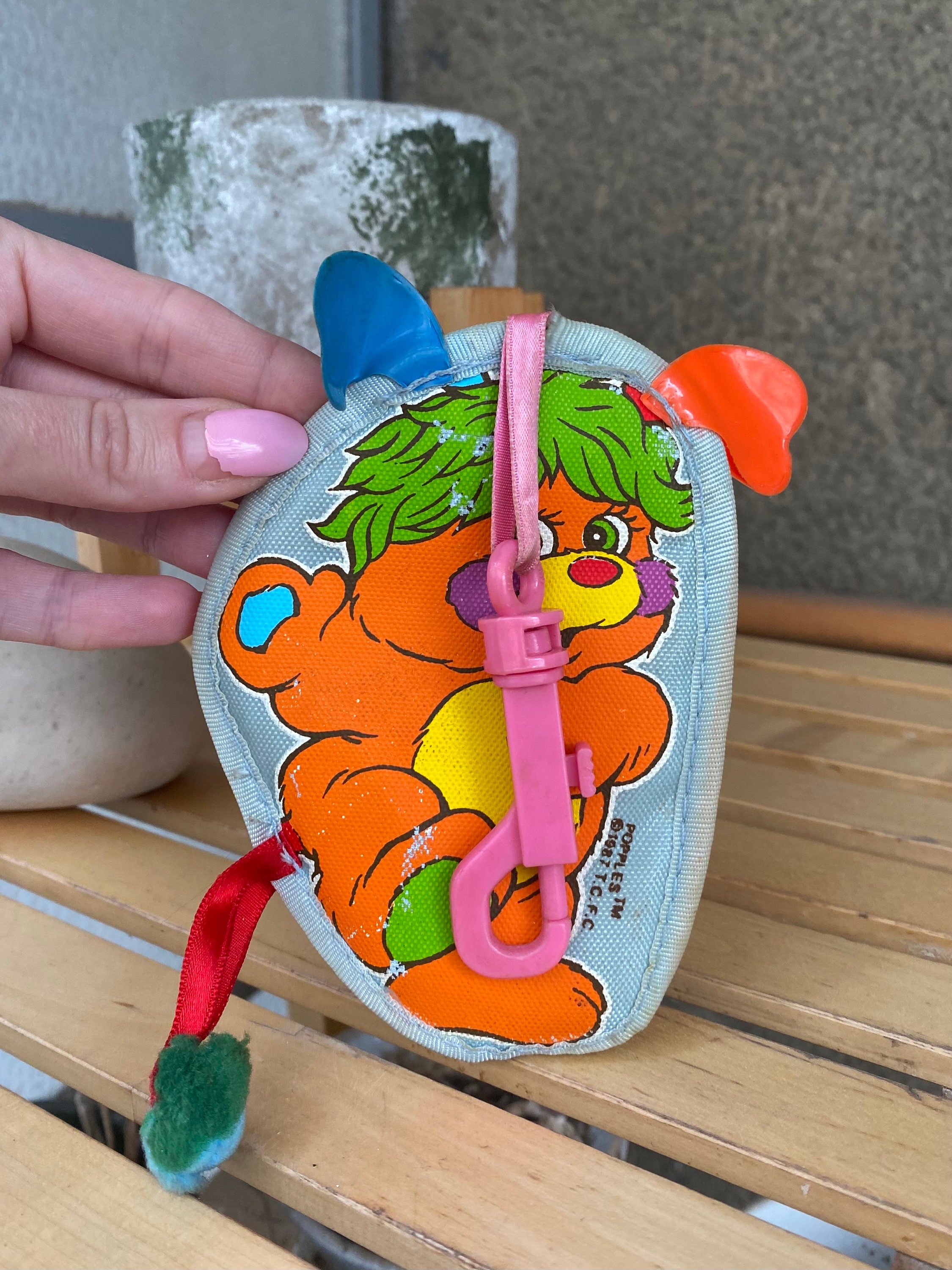 Vintage 1987 Orange Popples Puzzle Keychain - Rare Collector's Key