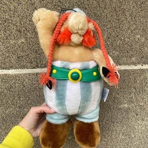 Vintage Obelix plush soft toy 1994 Germany by Michael Mühleck, collectable Asterix and Obelix stuffed toys