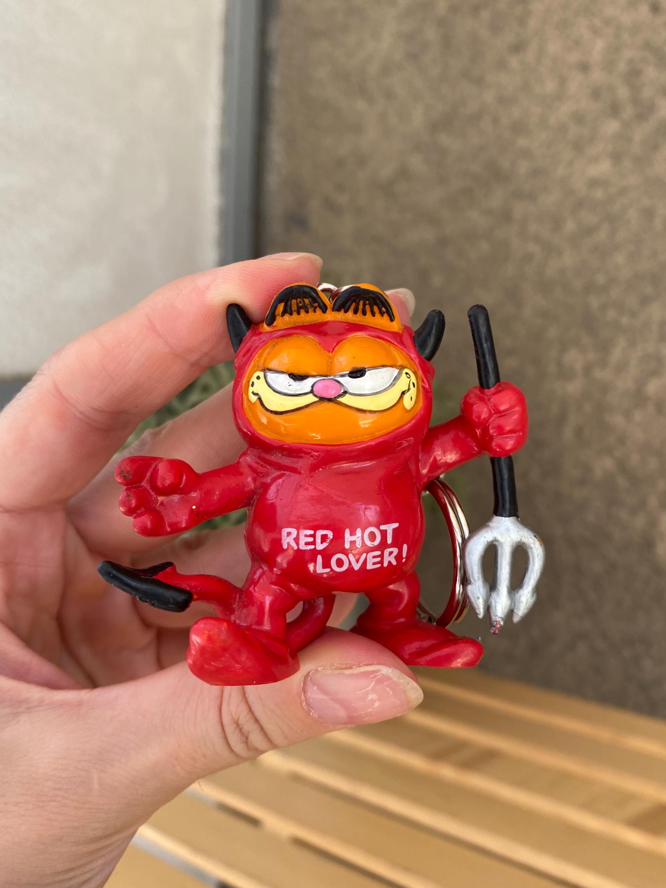 Vintage Garfield Devil Keychain: 1978 Bullyland Figure Made