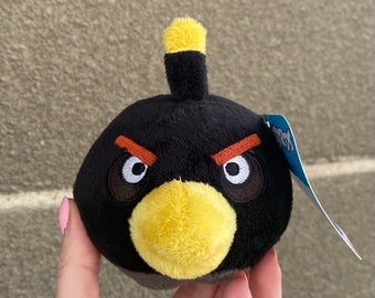 Black Angry Birds Bomb small plush stuffed toy new old stock, Angry Bird as a small cute idea