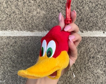 Vintage 90s Woody Woodpecker Plush Keychain - Walter Lantz Collectible