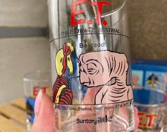 Rare Vintage ET Extra Terrestrial Drinking Glass Set of 5 Japan