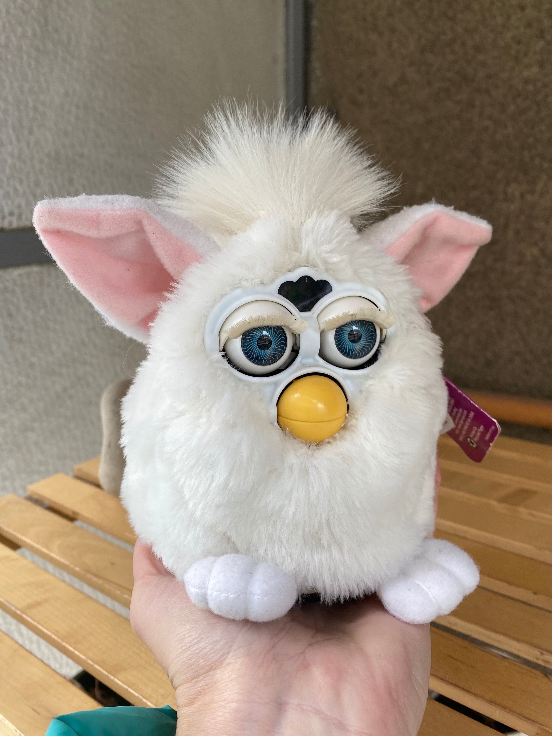 White Furby 1998 Snowball WORKING With Blue Eyes, Vintage Snowy