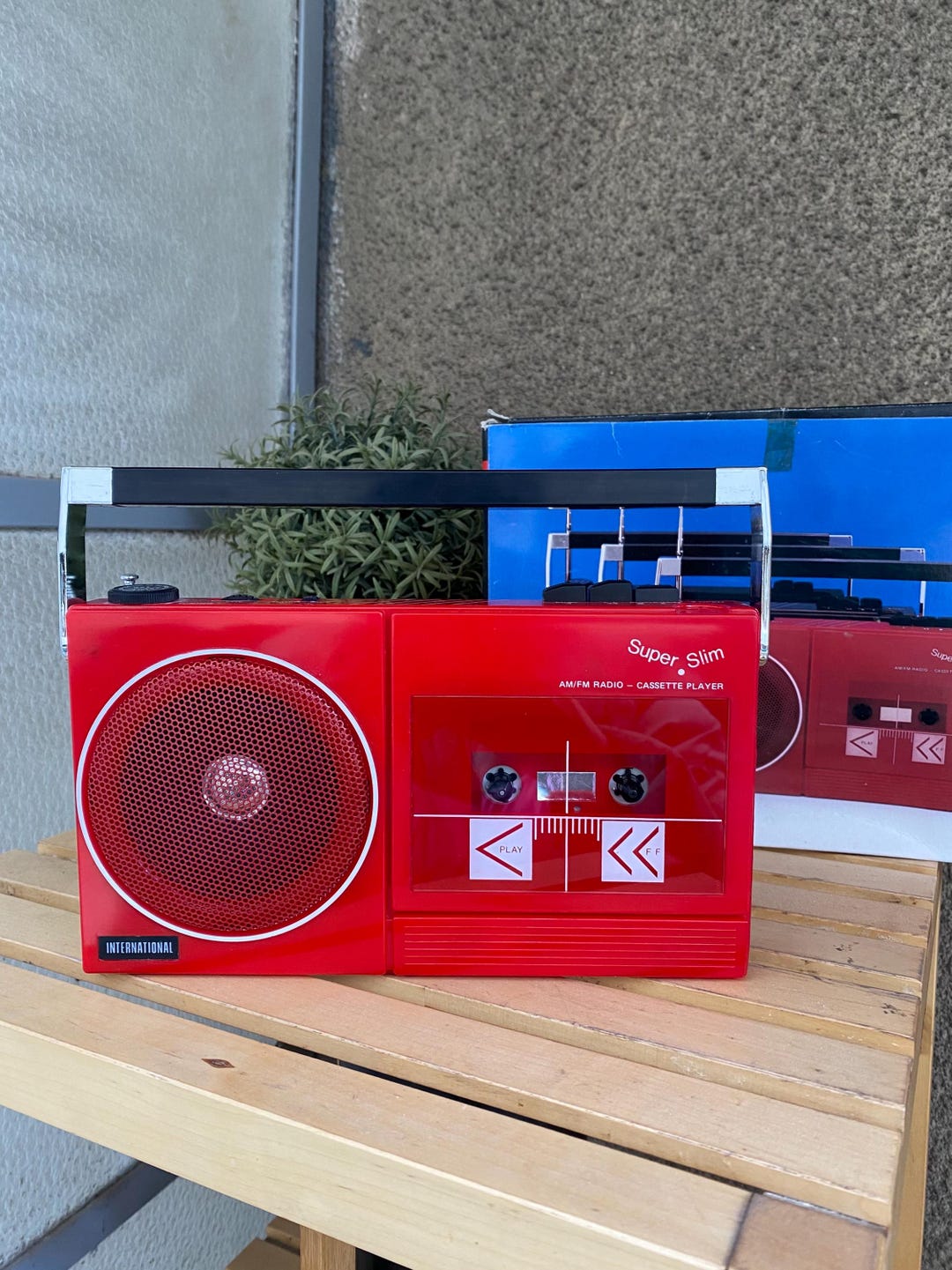 Vintage Red Super Slim AM/FM Radio Cassette Player 1980 Hong Kong New ...