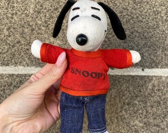1980年代/1990年代のスヌーピーぬいぐるみ - デニムのオーバーオールと