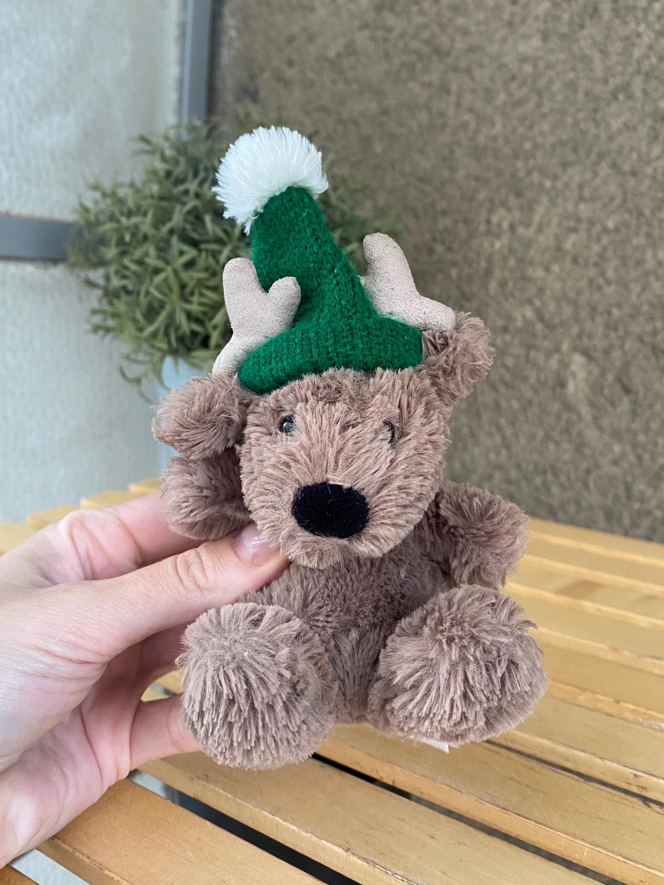 Retired Jellycat Baby Reindeer Small Plush Soft Toy Pocket Size Cute Brown Stuffed Reindeer Plushie in Green Christmas Hat Etsy