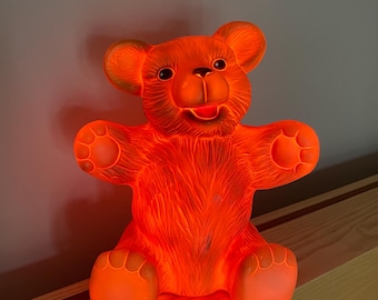 Lumibär ドイツ製熊ランプ赤 Flötotto製 Lumibär German、クマのヴィンテージ子供用ナイトランプ