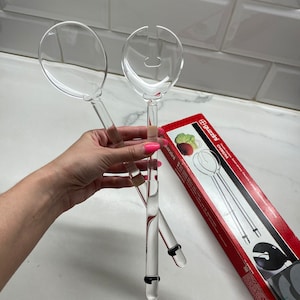 Italian vintage salad servers by Guzzini 1980s, clear acrylic tableware / serving utensils new in a box