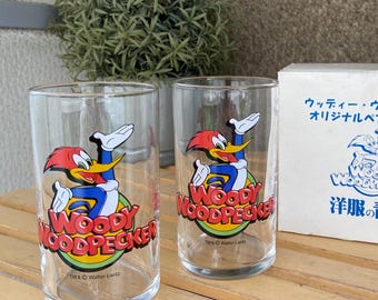 Rare Woody Woodpecker Tumblers: Vintage Japan Set of 2 in Box