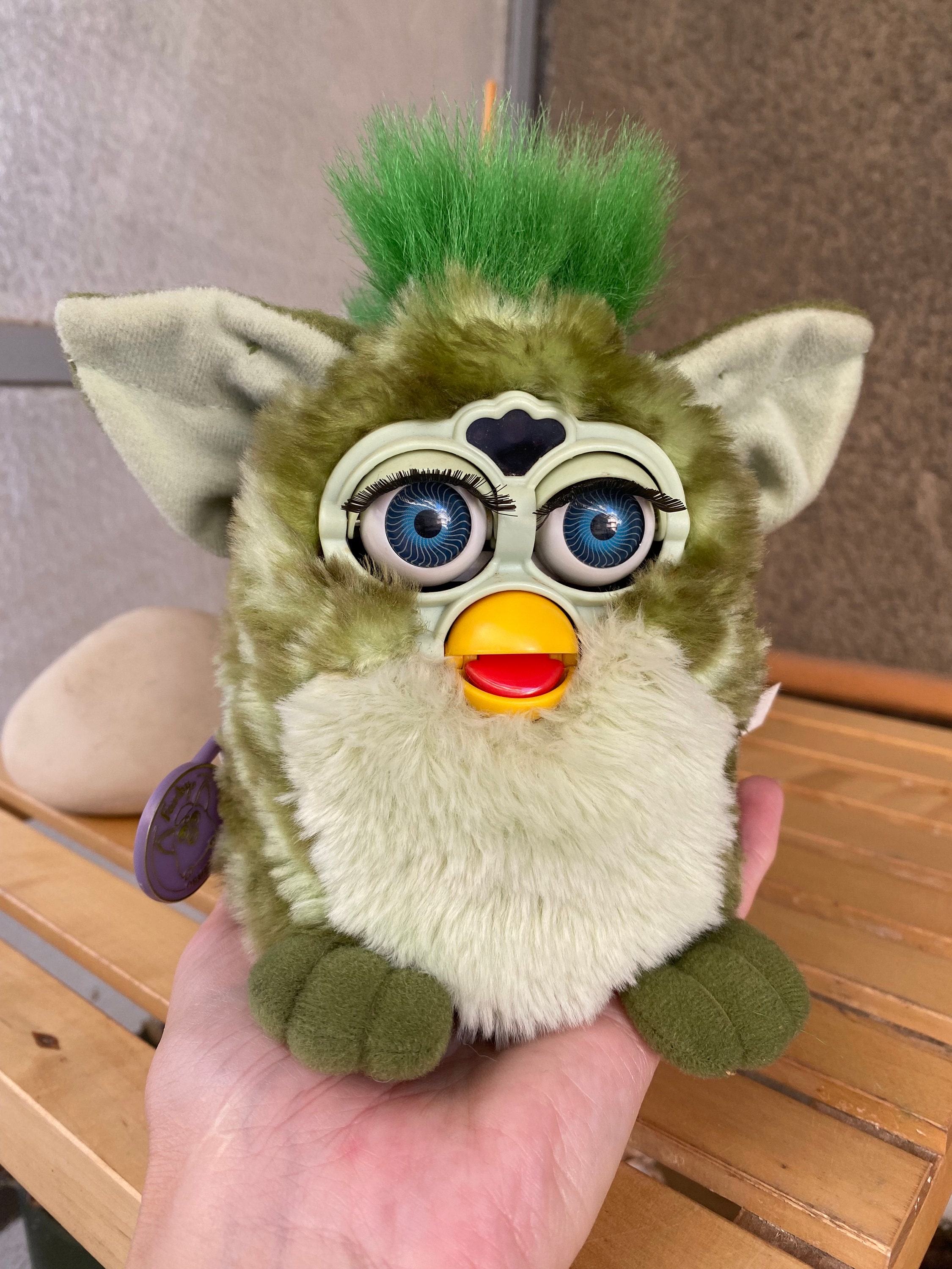 Green Furby Toy Alligator 1998 WORKING, Vintage Furby With