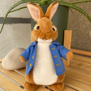 Retired Peter Rabbit plush soft toy by TY, cute collectable bunny stuffed plushie in a blue jacket