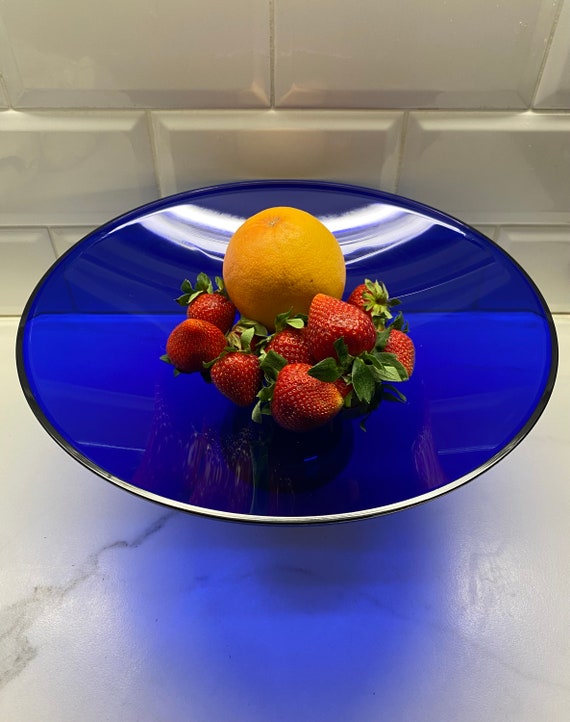 ヴィンテージ グッチーニ フルーツボウル：大きな青いアクリルの