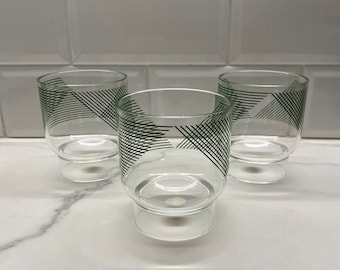 Guzzini Acrylic Tumbler Set: 1980s Italian Drinkware, Green Stripes (Set of 3)