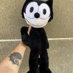 Rare vintage Felix the Cat plush 1988 made in Korea by Applause big size, black stuffed cartoon cat Felix soft toy