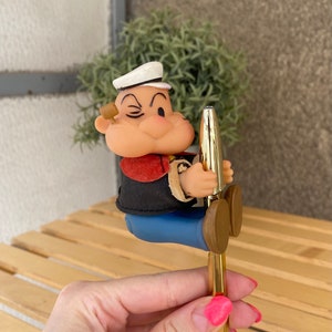 Rare Popeye the Sailor clip on toy 1988, vintage Popeye mini pencil hugger small cute gift idea