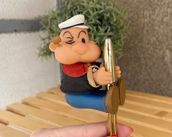 Rare Popeye the Sailor clip on toy 1988, vintage Popeye mini pencil hugger small cute gift idea