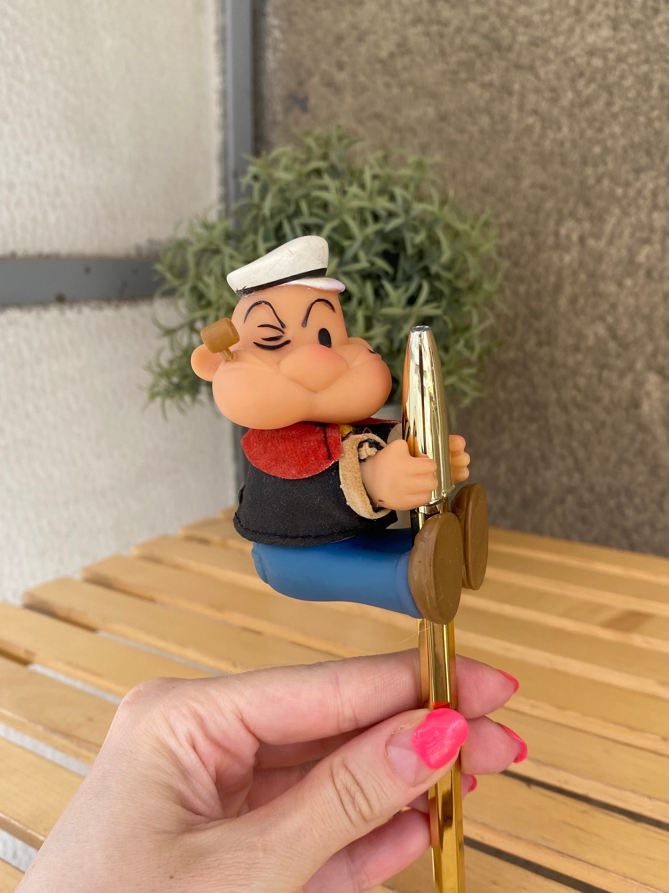 Rare Popeye the Sailor clip on toy 1988, vintage Popeye mini pencil hugger small cute gift idea