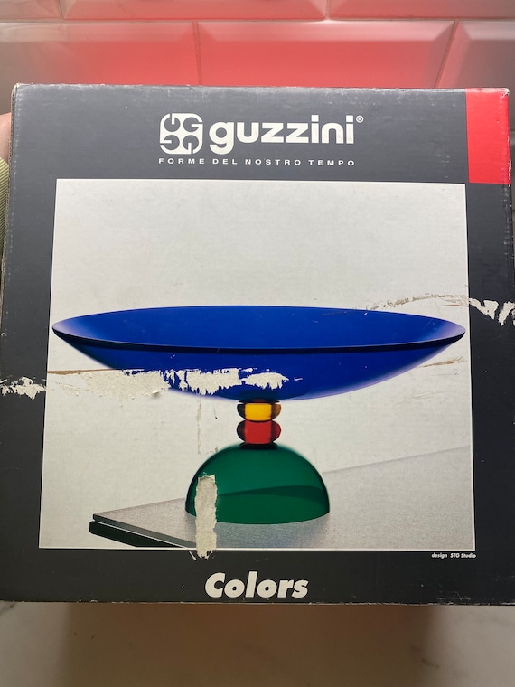 ヴィンテージ グッチーニ フルーツボウル：大きな青いアクリルの