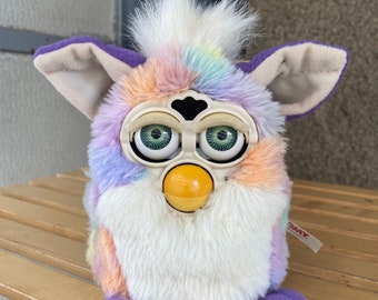 Furby Tie Dye multicolour 1998 NON-WORKING, vintage colourful furby purple green orange white generation 4 for collector’s display