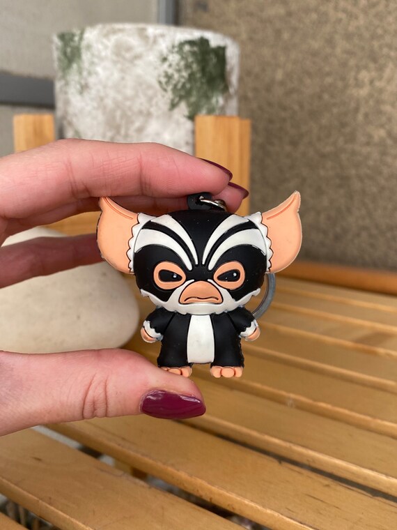 Evil Gremlin Mohawk Figurine Keychain: Black & White Collectible