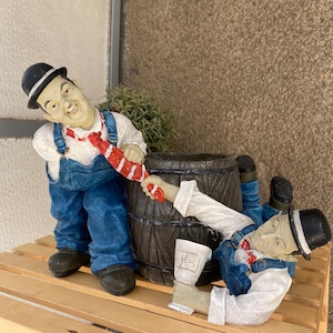 Rare Laurel and Hardy resin decorative figurines statue, vintage collectable Stan Laurel & Oliver Hardy shelf or desk decor