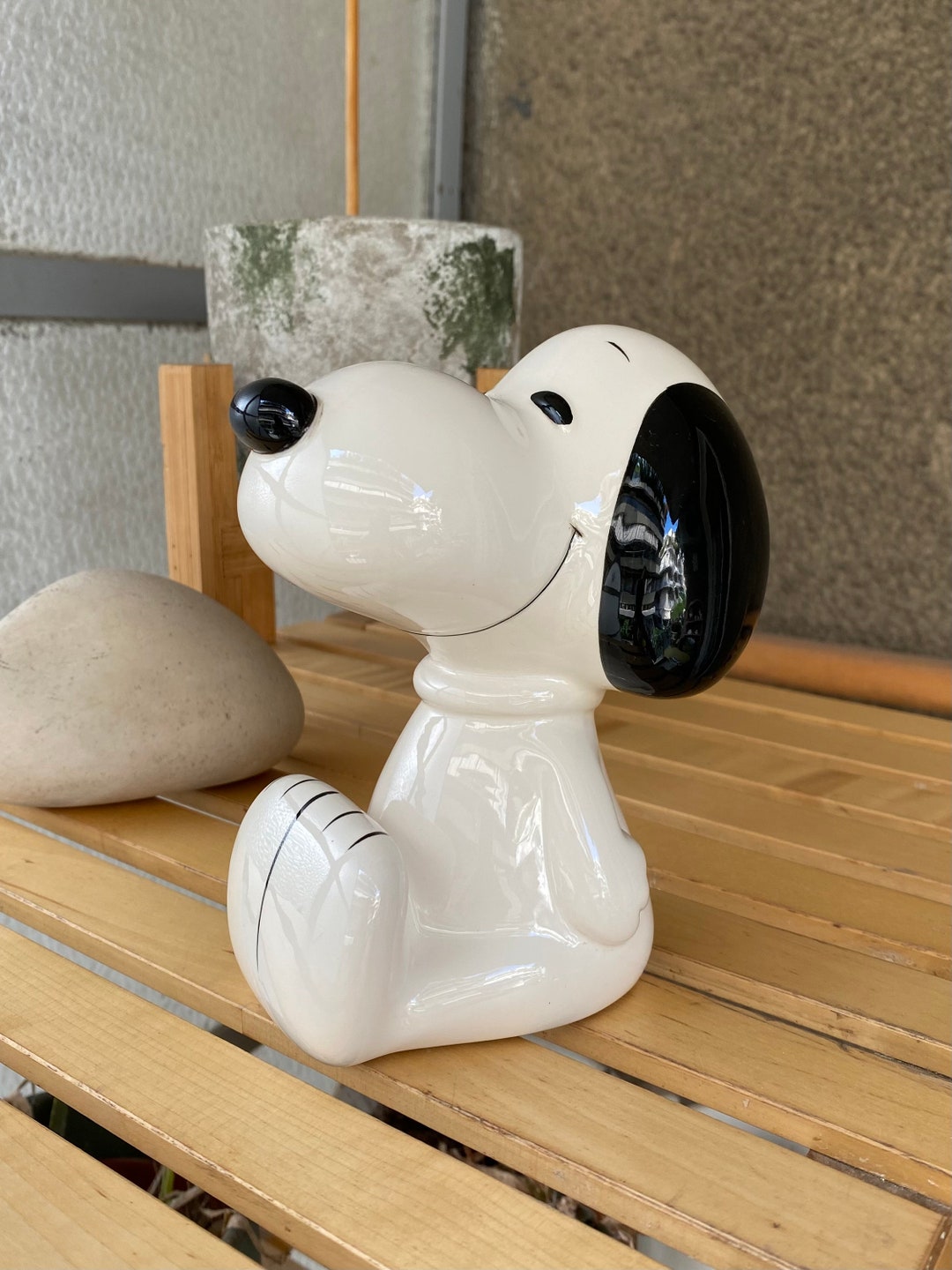 Tirelire Vintage Snoopy Astronaute - Années 70 - Papier Mâché - Corée