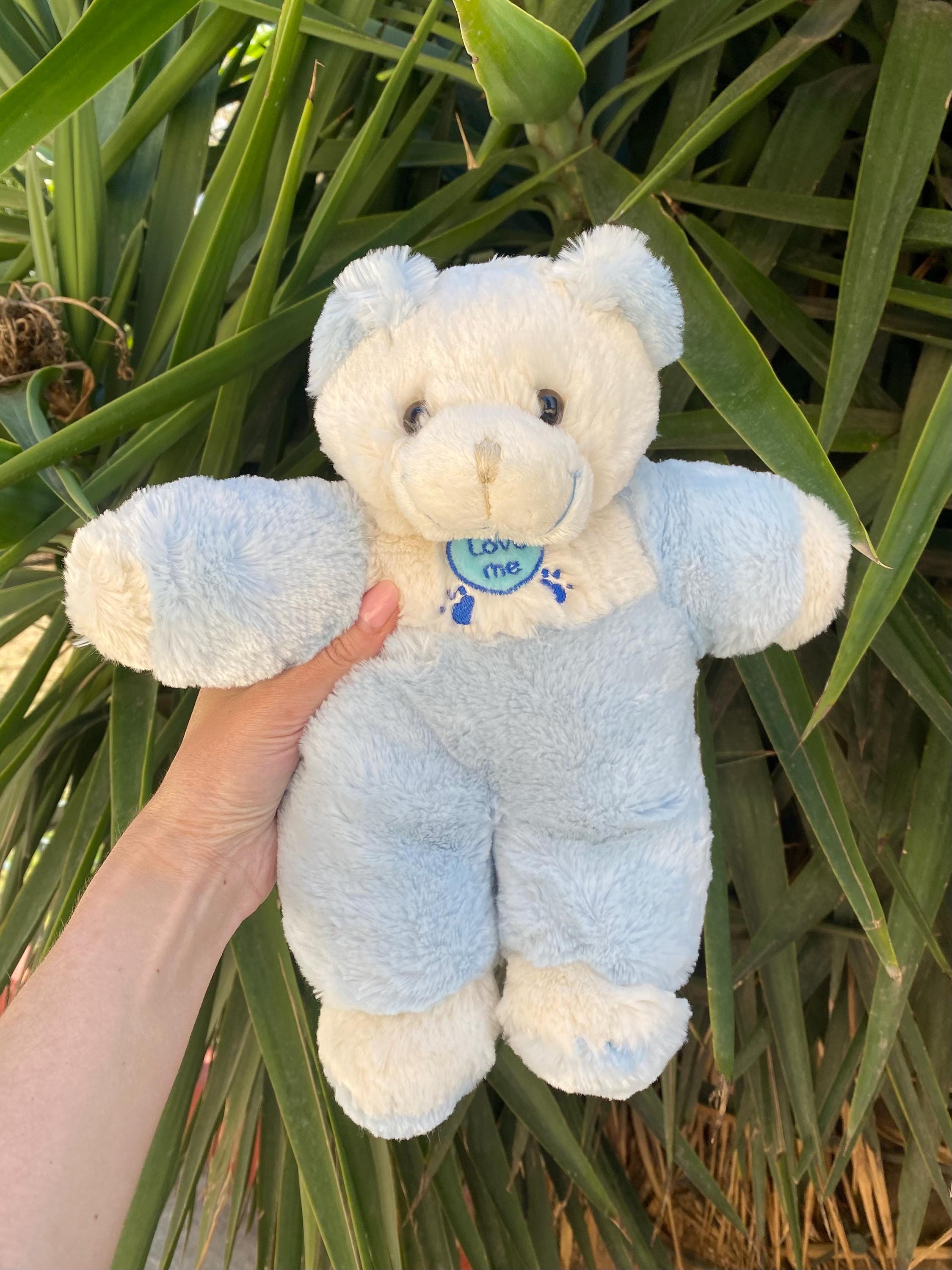 Couette pouf Lelly Venturelli peluche ours bleu pâle vintage