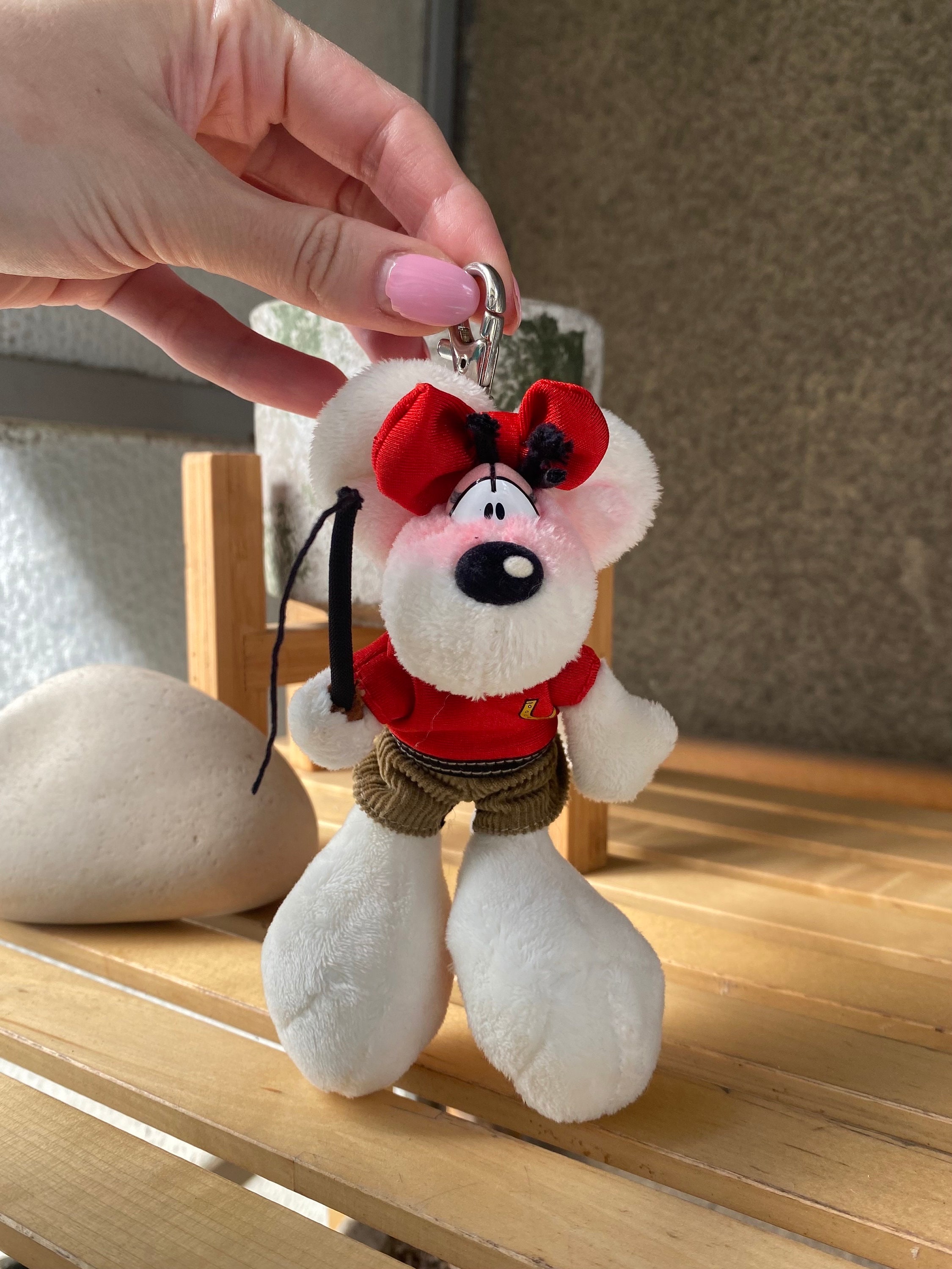 Sleutelhanger mini pluche kussen Namasté 8cm met bel