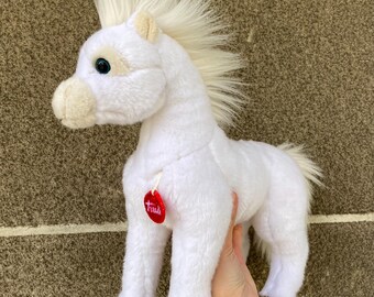 Trudi White Horse Plush Toy: Cream Stuffed Pony (12.2in)